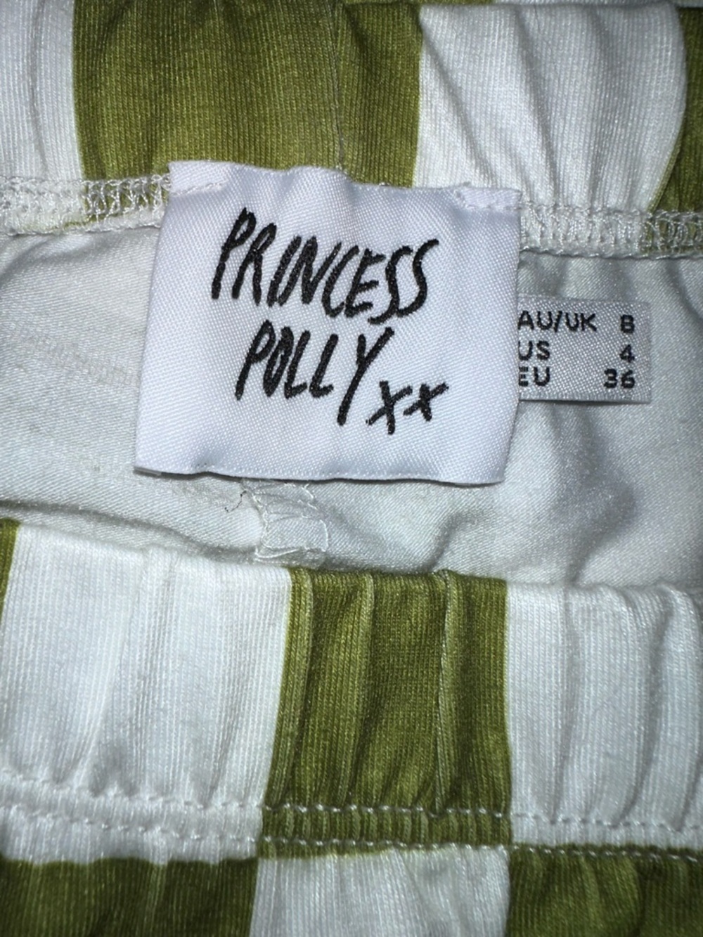 Princess Polly Olive and White Checkerboard Wide Leg Jumpsuit Set - Picture 2 of 7